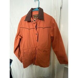 Walls Authentic Ranch Wear Orange Brown Denim Jacket Size L Womens